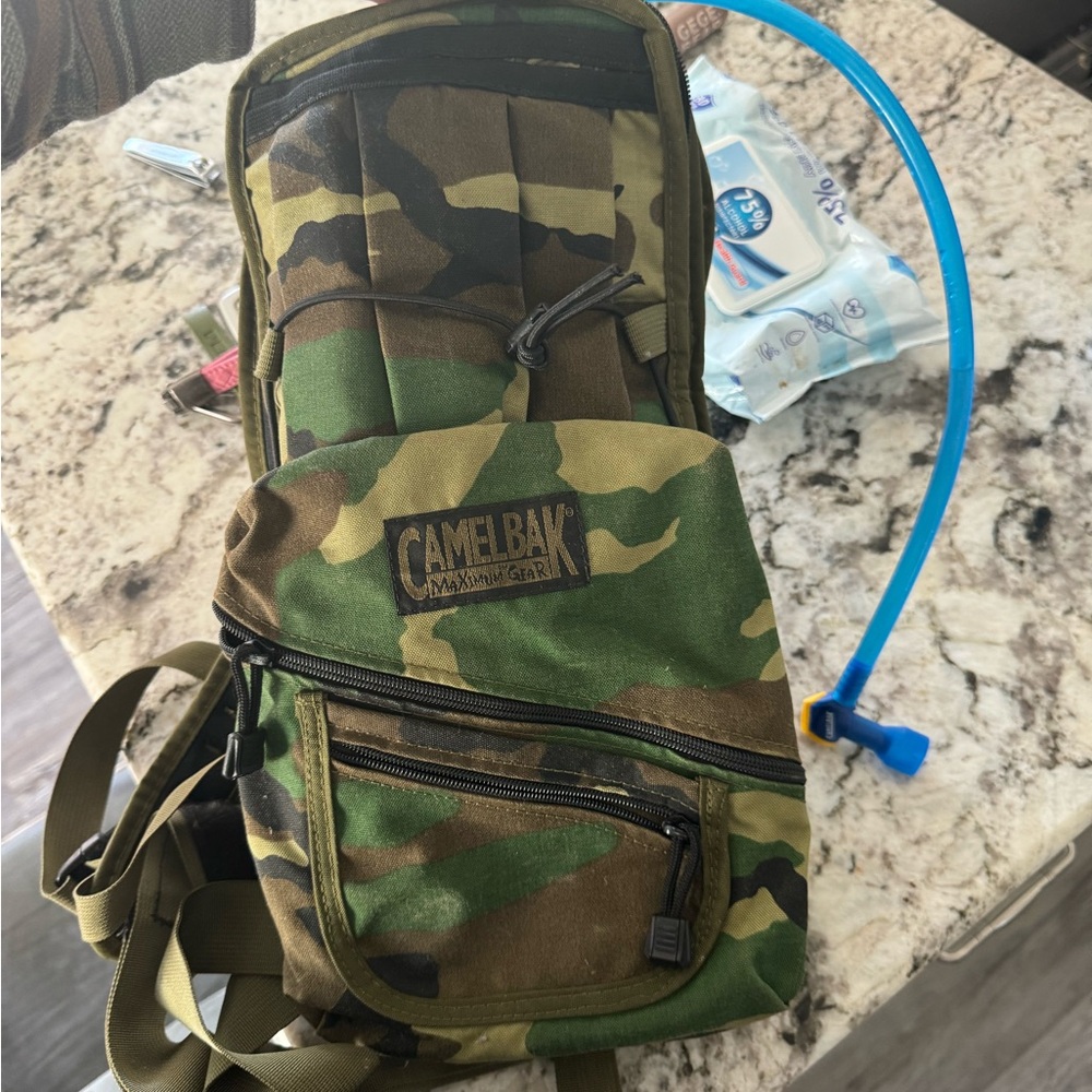 Camo Camelback, drink, side, bag, book bag